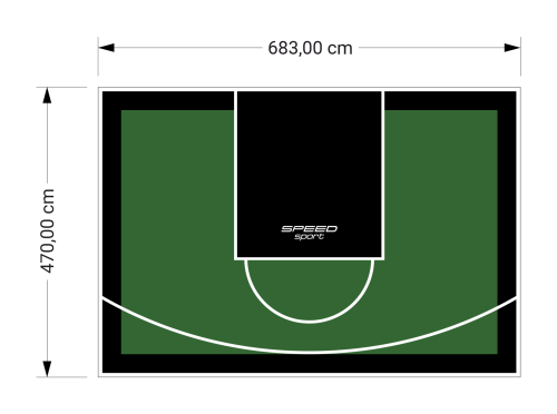 32M2/470X683CM ZIELONO-CZARNE BOISKO DO KOSZYKÓWKI SPEEDSPORT HEXA POWER PRO