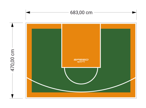 32M2/470X683CM ZIELONO-POMARAŃCZOWE BOISKO DO KOSZYKÓWKI SPEEDSPORT HEXA POWER PRO