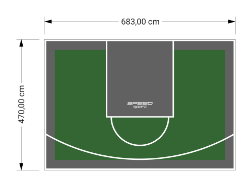 32M2/470X683CM ZIELONO-GRAFITOWE BOISKO DO KOSZYKÓWKI SPEEDSPORT HEXA POWER PRO