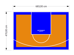 32M2/470X683CM POMARAŃCZOWO-NIEBIESKIE BOISKO DO KOSZYKÓWKI SPEEDSPORT HEXA POWER PRO