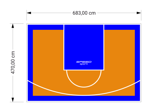 32M2/470X683CM POMARAŃCZOWO-NIEBIESKIE BOISKO DO KOSZYKÓWKI SPEEDSPORT HEXA POWER PRO