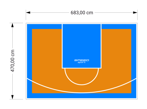 32M2/470X683CM POMARAŃCZOWO-BŁĘKITNE BOISKO DO KOSZYKÓWKI SPEEDSPORT HEXA POWER PRO