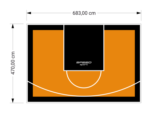 32M2/470X683CM POMARAŃCZOWO-CZARNE BOISKO DO KOSZYKÓWKI SPEEDSPORT HEXA POWER PRO