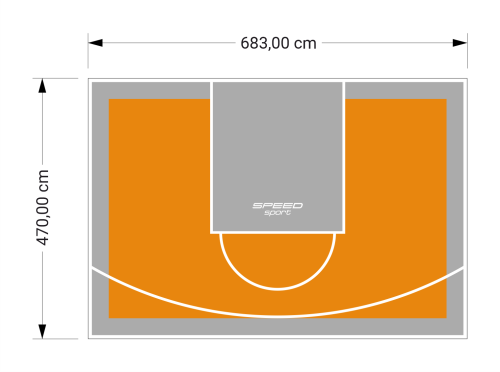 32M2/470X683CM POMARAŃCZOWO-SZARE BOISKO DO KOSZYKÓWKI SPEEDSPORT HEXA POWER PRO