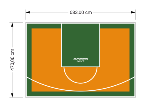 32M2/470X683CM POMARAŃCZOWO-ZIELONE BOISKO DO KOSZYKÓWKI SPEEDSPORT HEXA POWER PRO
