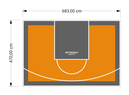 32M2/470X683CM POMARAŃCZOWO-GRAFITOWE BOISKO DO KOSZYKÓWKI SPEEDSPORT HEXA POWER PRO