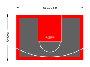 32M2/470X683CM GRAFITOWO-CZERWONE BOISKO DO KOSZYKÓWKI SPEEDSPORT HEXA POWER PRO