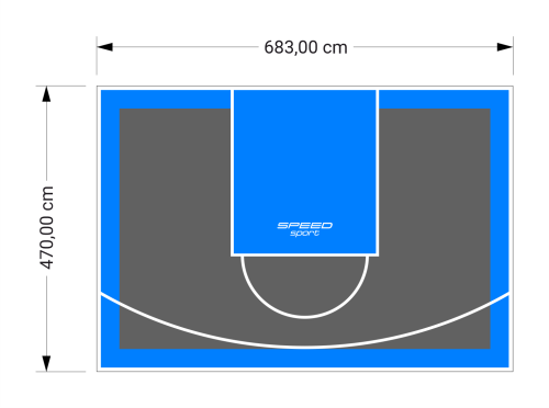 32M2/470X683CM GRAFITOWO-BŁĘKITNE BOISKO DO KOSZYKÓWKI SPEEDSPORT HEXA POWER PRO