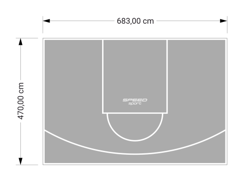 32M2/470X683CM SZARE BOISKO DO KOSZYKÓWKI SPEEDSPORT HEXA POWER PRO