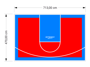 34M2/470X713CM CZERWONO-BŁĘKITNE BOISKO DO KOSZYKÓWKI SPEEDSPORT HEXA POWER PRO