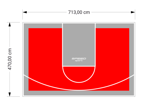 34M2/470X713CM CZERWONO-SZARE BOISKO DO KOSZYKÓWKI SPEEDSPORT HEXA POWER PRO