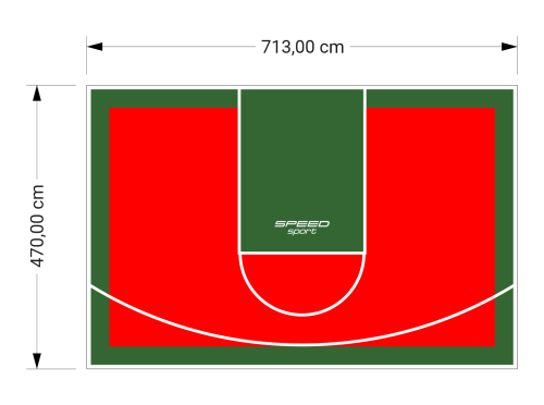 34M2/470X713CM CZERWONO-ZIELONE BOISKO DO KOSZYKÓWKI SPEEDSPORT HEXA POWER PRO