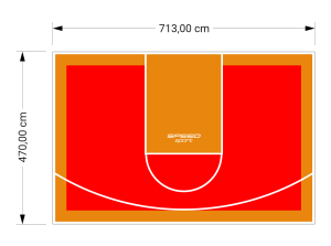 34M2/470X713CM CZERWONO-POMARAŃCZOWE BOISKO DO KOSZYKÓWKI SPEEDSPORT HEXA POWER PRO