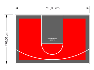 34M2/470X713CM CZERWONO-GRAFITOWE BOISKO DO KOSZYKÓWKI SPEEDSPORT HEXA POWER PRO