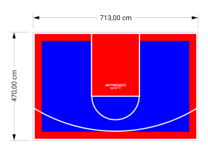 34M2/470X713CM NIEBIESKO-CZERWONE BOISKO DO KOSZYKÓWKI SPEEDSPORT HEXA POWER PRO