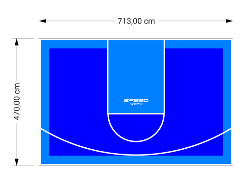 34M2/470X713CM NIEBIESKO-BŁĘKITNE BOISKO DO KOSZYKÓWKI SPEEDSPORT HEXA POWER PRO