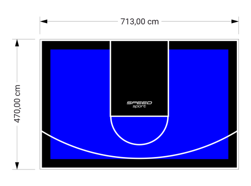 34M2/470X713CM NIEBIESKO-CZARNE BOISKO DO KOSZYKÓWKI SPEEDSPORT HEXA POWER PRO