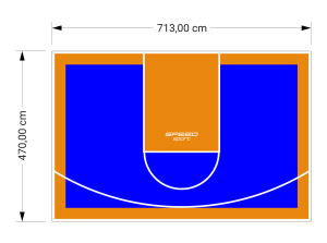 34M2/470X713CM NIEBIESKO-POMARAŃCZOWE BOISKO DO KOSZYKÓWKI SPEEDSPORT HEXA POWER PRO