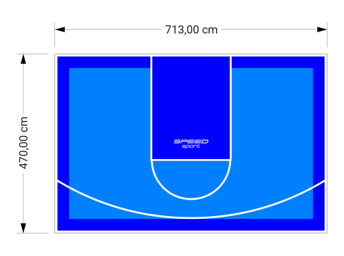 34M2/470X713CM BŁĘKITNO-NIEBIESKIE BOISKO DO KOSZYKÓWKI SPEEDSPORT HEXA POWER PRO
