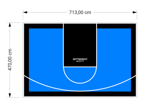34M2/470X713CM BŁĘKITNO-CZARNE BOISKO DO KOSZYKÓWKI SPEEDSPORT HEXA POWER PRO