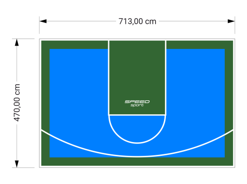 34M2/470X713CM BŁĘKITNO-ZIELONE BOISKO DO KOSZYKÓWKI SPEEDSPORT HEXA POWER PRO