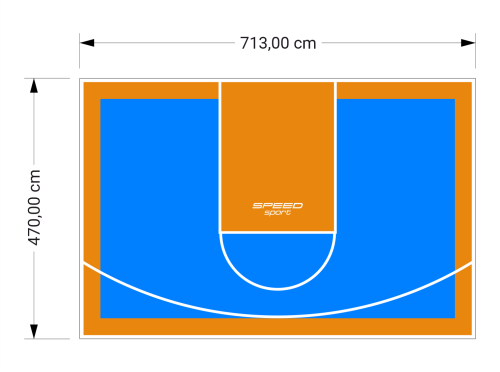34M2/470X713CM BŁĘKITNO-POMARAŃCZOWE BOISKO DO KOSZYKÓWKI SPEEDSPORT HEXA POWER PRO