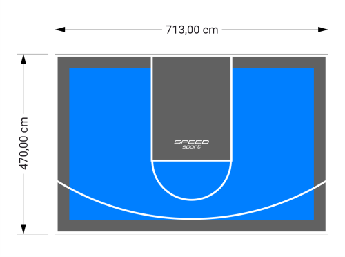 34M2/470X713CM BŁĘKITNO-GRAFITOWE BOISKO DO KOSZYKÓWKI SPEEDSPORT HEXA POWER PRO