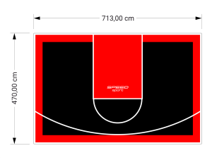 34M2/470X713CM CZARNO-CZERWONE BOISKO DO KOSZYKÓWKI SPEEDSPORT HEXA POWER PRO