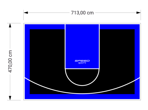 34M2/470X713CM CZARNO-NIEBIESKIE BOISKO DO KOSZYKÓWKI SPEEDSPORT HEXA POWER PRO