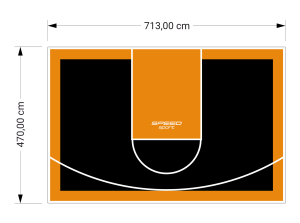 34M2/470X713CM CZARNO-POMARAŃCZOWE BOISKO DO KOSZYKÓWKI SPEEDSPORT HEXA POWER PRO