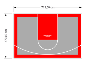 34M2/470X713CM SZARO-CZERWONE BOISKO DO KOSZYKÓWKI SPEEDSPORT HEXA POWER PRO