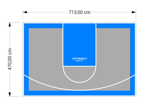 34M2/470X713CM SZARO-BŁĘKITNE BOISKO DO KOSZYKÓWKI SPEEDSPORT HEXA POWER PRO