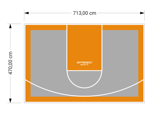 34M2/470X713CM SZARO-POMARAŃCZOWE BOISKO DO KOSZYKÓWKI SPEEDSPORT HEXA POWER PRO