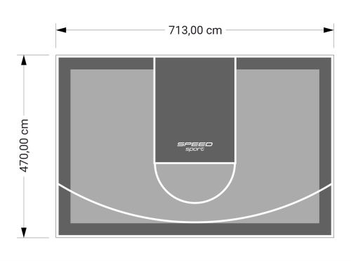 34M2/470X713CM SZARO-GRAFITOWE BOISKO DO KOSZYKÓWKI SPEEDSPORT HEXA POWER PRO