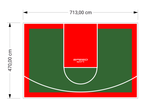 34M2/470X713CM ZIELONO-CZERWONE BOISKO DO KOSZYKÓWKI SPEEDSPORT HEXA POWER PRO