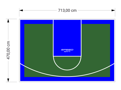 34M2/470X713CM ZIELONO-NIEBIESKIE BOISKO DO KOSZYKÓWKI SPEEDSPORT HEXA POWER PRO