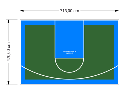 34M2/470X713CM ZIELONO-BŁĘKITNE BOISKO DO KOSZYKÓWKI SPEEDSPORT HEXA POWER PRO