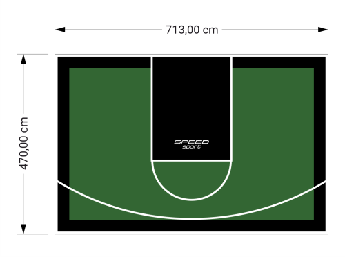 34M2/470X713CM ZIELONO-CZARNE BOISKO DO KOSZYKÓWKI SPEEDSPORT HEXA POWER PRO