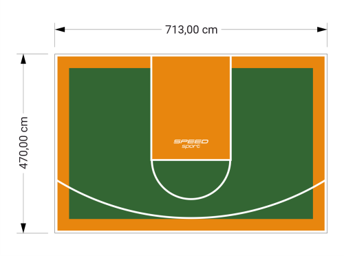 34M2/470X713CM ZIELONO-POMARAŃCZOWE BOISKO DO KOSZYKÓWKI SPEEDSPORT HEXA POWER PRO