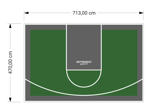 34M2/470X713CM ZIELONO-GRAFITOWE BOISKO DO KOSZYKÓWKI SPEEDSPORT HEXA POWER PRO