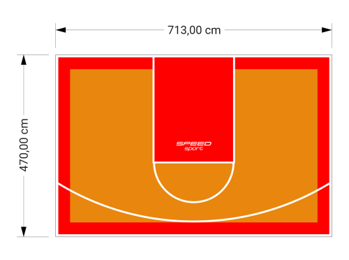 34M2/470X713CM POMARAŃCZOWO-CZERWONE BOISKO DO KOSZYKÓWKI SPEEDSPORT HEXA POWER PRO