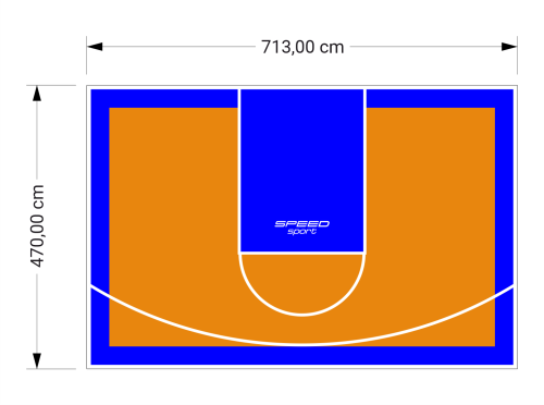 34M2/470X713CM POMARAŃCZOWO-NIEBIESKIE BOISKO DO KOSZYKÓWKI SPEEDSPORT HEXA POWER PRO