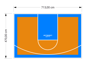 34M2/470X713CM POMARAŃCZOWO-BŁĘKITNE BOISKO DO KOSZYKÓWKI SPEEDSPORT HEXA POWER PRO