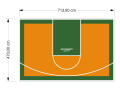 34M2/470X713CM POMARAŃCZOWO-ZIELONE BOISKO DO KOSZYKÓWKI SPEEDSPORT HEXA POWER PRO