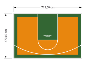 34M2/470X713CM POMARAŃCZOWO-ZIELONE BOISKO DO KOSZYKÓWKI SPEEDSPORT HEXA POWER PRO