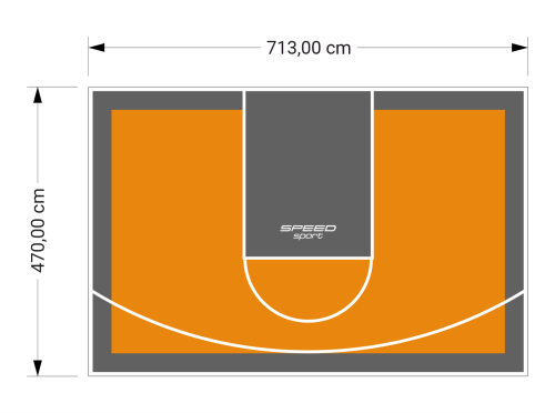 34M2/470X713CM POMARAŃCZOWO-GRAFITOWE BOISKO DO KOSZYKÓWKI SPEEDSPORT HEXA POWER PRO
