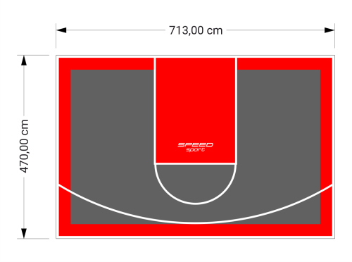 34M2/470X713CM GRAFITOWO-CZERWONE BOISKO DO KOSZYKÓWKI SPEEDSPORT HEXA POWER PRO