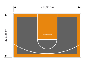34M2/470X713CM GRAFITOWO-POMARAŃCZOWE BOISKO DO KOSZYKÓWKI SPEEDSPORT HEXA POWER PRO