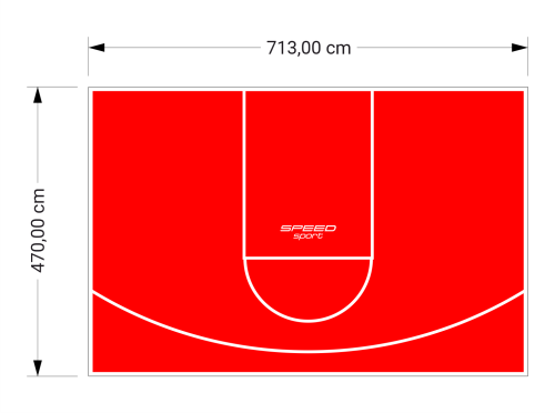 34M2/470X713CM CZERWONE BOISKO DO KOSZYKÓWKI SPEEDSPORT HEXA POWER PRO