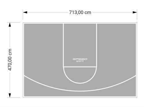 34M2/470X713CM SZARE BOISKO DO KOSZYKÓWKI SPEEDSPORT HEXA POWER PRO